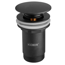 Донный клапан для раковины Koer PW-07-05 1 1/4'' с переливом автоматический СLICK-СLACK (Цвет черный) (KR5785)