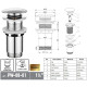 Донный клапан для раковины Koer PW-08-01 1 1/4'' без перелива автоматический СLICK-СLACK (Цвет хром) (KR5786)