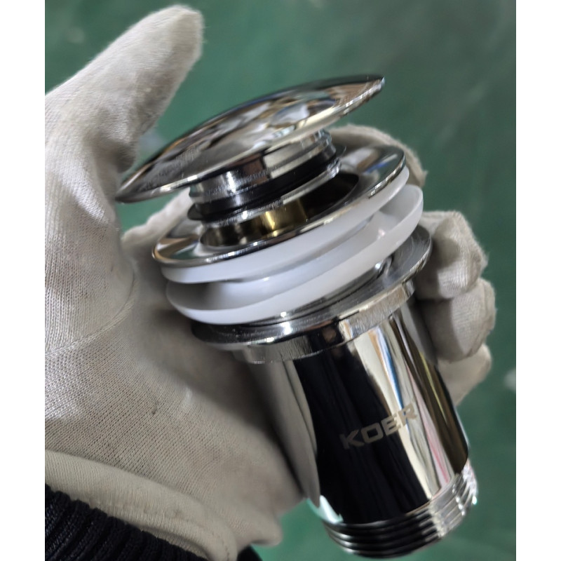 Донный клапан для раковины Koer PW-08-01 1 1/4'' без перелива автоматический СLICK-СLACK (Цвет хром) (KR5786)