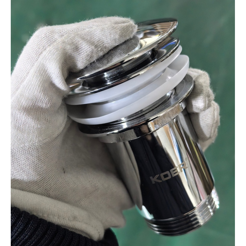 Донный клапан для раковины Koer PW-08-01 1 1/4'' без перелива автоматический СLICK-СLACK (Цвет хром) (KR5786)