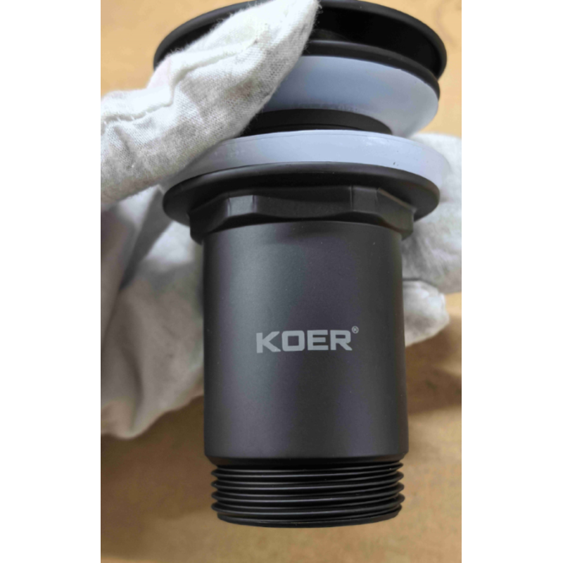 Донный клапан для раковины Koer PW-08-05 1 1/4'' без перелива автоматический СLICK-СLACK (Цвет черный) (KR5789)