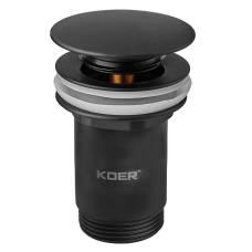 Донный клапан для раковины Koer PW-08-05 1 1/4'' без перелива автоматический СLICK-СLACK (Цвет черный) (KR5789)