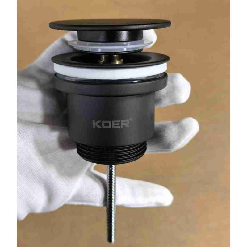 Донный клапан для раковины Koer PW-11-05 1 1/4'' универсальный (с/без перел) СLICK-СLACK (Цвет черный) (KR5795)