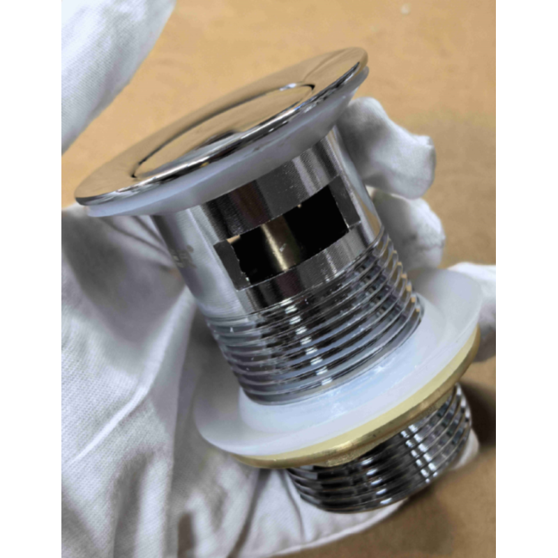 Донный клапан для раковины Koer PW-09-01 1 1/4'' с переливом автоматический СLICK-СLACK (Цвет хром) (KR5796)