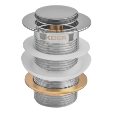 Донный клапан для раковины Koer PW-10-01 1 1/4'' без перелива автоматический СLICK-СLACK (Цвет хром) (KR5797)