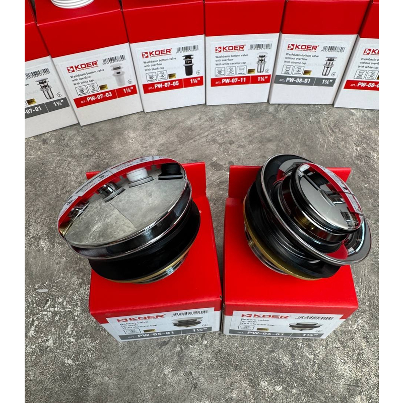 Донный клапан для ванны Koer PW-06-01 1 1/2'' автоматический СLICK-СLACK (Цвет хром) (KR5799)