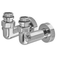 Комплект кранов для полотенцесушителя угловой Koer KR.SET.550 - M1/2''xM1/2'' запорный, хромированный (KR5840)
