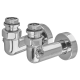Комплект кранов для полотенцесушителя угловой Koer KR.SET.550 - M1/2''xM1/2'' запорный, хромированный (KR5840)