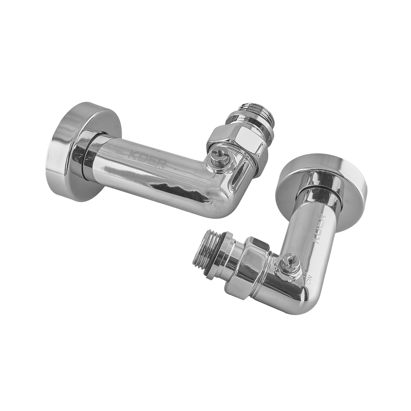 Комплект кранов для полотенцесушителя угловой Koer KR.SET.550 - M1/2''xM1/2'' запорный, хромированный (KR5840)