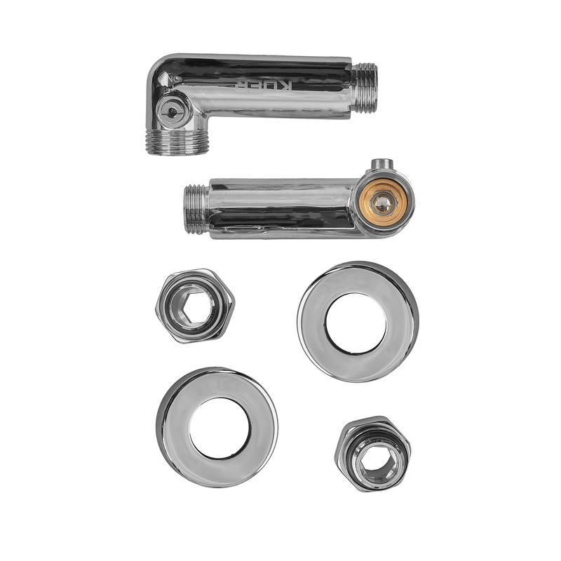 Комплект кранов для полотенцесушителя угловой Koer KR.SET.550 - M1/2''xM1/2'' запорный, хромированный (KR5840)