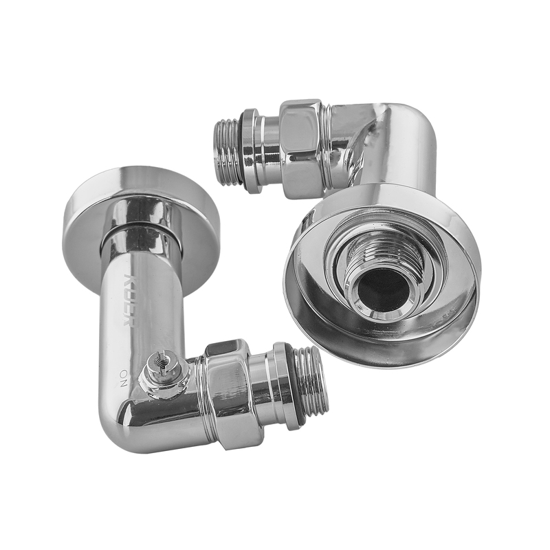 Комплект кранов для полотенцесушителя угловой Koer KR.SET.550 - M1/2''xM1/2'' запорный, хромированный (KR5840)