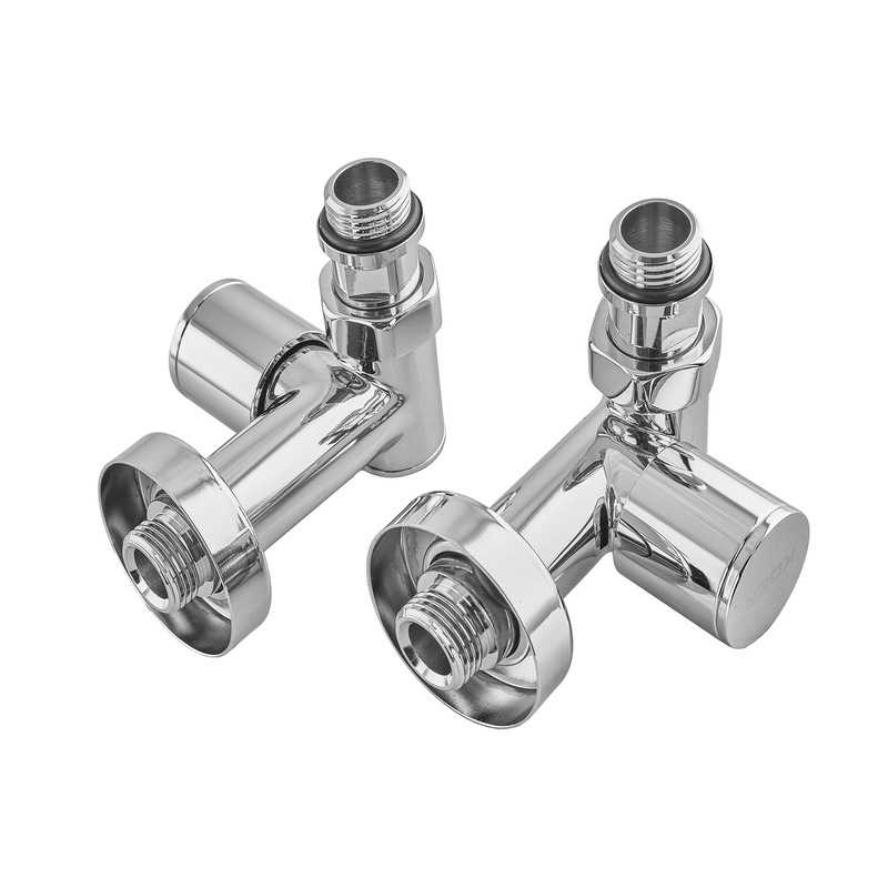 Комплект кранов для полотенцесушителя угловой Koer KR.SET.551 - M1/2''xM1/2'' под ТЭН хромированный (KR5841)