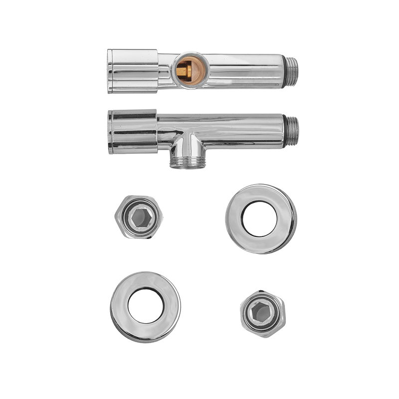 Комплект кранов для полотенцесушителя угловой Koer KR.SET.533 - M1/2''xM1/2'' удлиненный, хромированный (KR5842)
