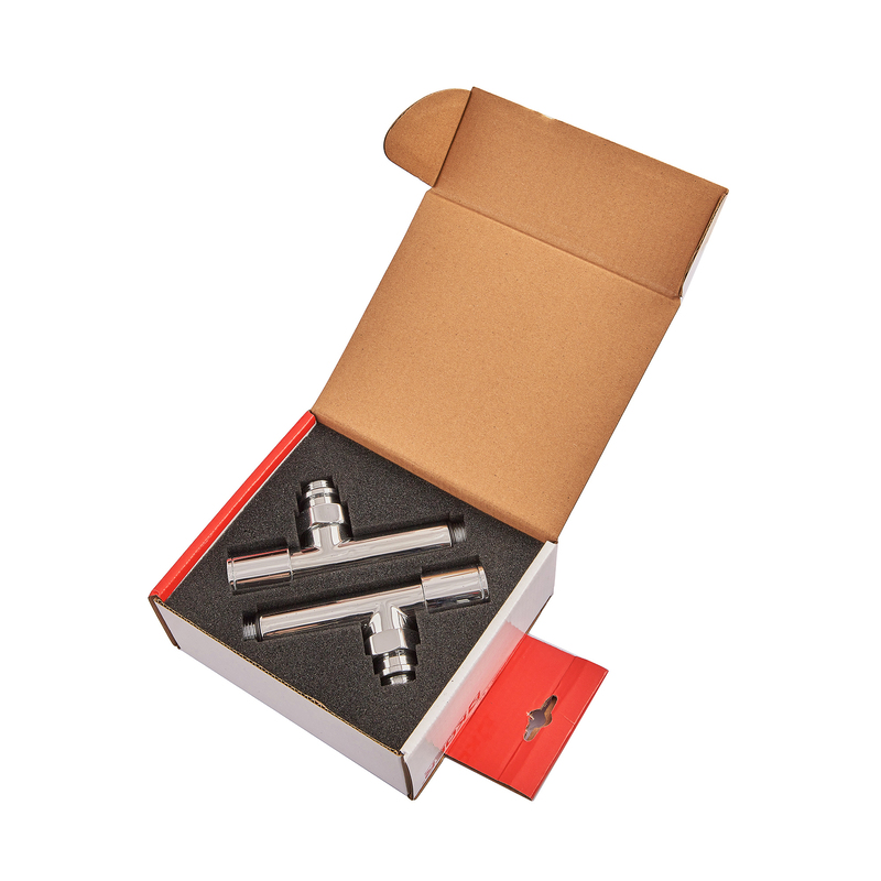 Комплект кранов для полотенцесушителя угловой Koer KR.SET.533 - M1/2''xM1/2'' удлиненный, хромированный (KR5842)