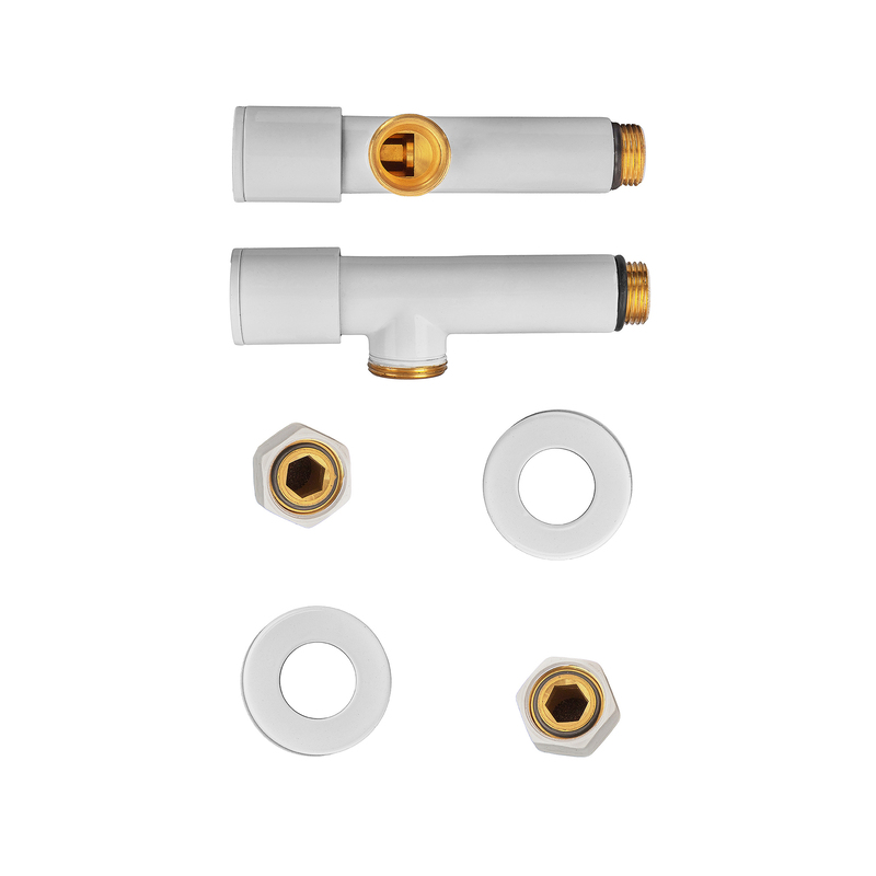 Комплект кранов для полотенцесушителя угловой Koer KR.SET.534 WHITE - M1/2''xM1/2'' удлиненный (KR5843)