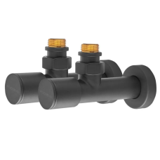 Комплект кранов для полотенцесушителя угловой Koer KR.SET.535 BLACK - M1/2''xM1/2'' удлиненный (KR5844)