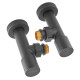 Комплект кранов для полотенцесушителя угловой Koer KR.SET.535 BLACK - M1/2''xM1/2'' удлиненный (KR5844)