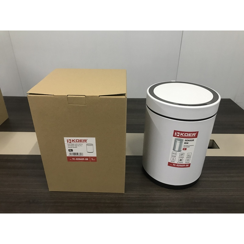 Відро для сміття сенсорне кругле KOER TC-020609-08 9 л (колір білий) (KR5938)