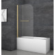 Шторки стеклянные на ванну распашные Koer SR BS02-80x140-TR-12 прозрачное стекло 6мм, матовое золото (KR5940)