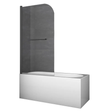 Шторки стеклянные на ванну распашные Koer SR BS02-80x140-TR-07 прозрачное стекло 6мм, графит (KR5941)