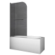 Шторки стеклянные на ванну распашные Koer SR BS02-80x140-TR-07 прозрачное стекло 6мм, графит (KR5941)