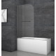 Шторки стеклянные на ванну распашные Koer SR BS02-80x140-TR-07 прозрачное стекло 6мм, графит (KR5941)