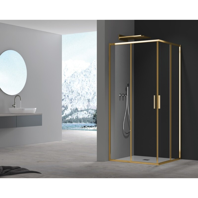 Душевая кабина без поддона Koer SR SC10-90x90x195-TR-12 прозрачное стекло Easy Clean 6мм, матовое золото (KR5943)