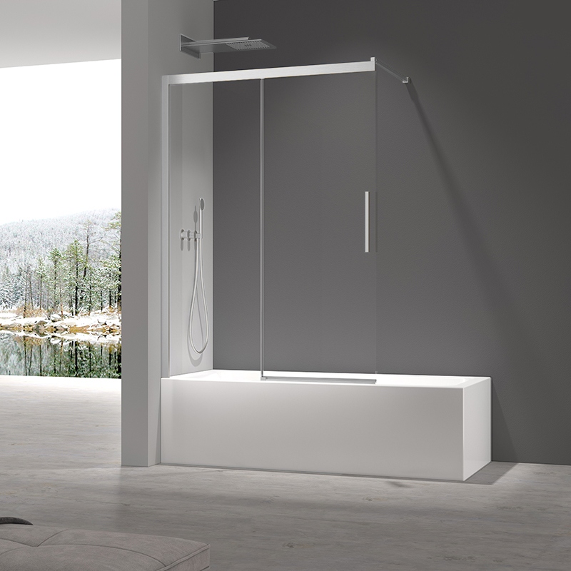 Шторки стеклянные на ванну раздвижные Koer SR BS06-120x150-TR-01 прозрачное стекло Easy Clean 6мм, хром (KR5945)