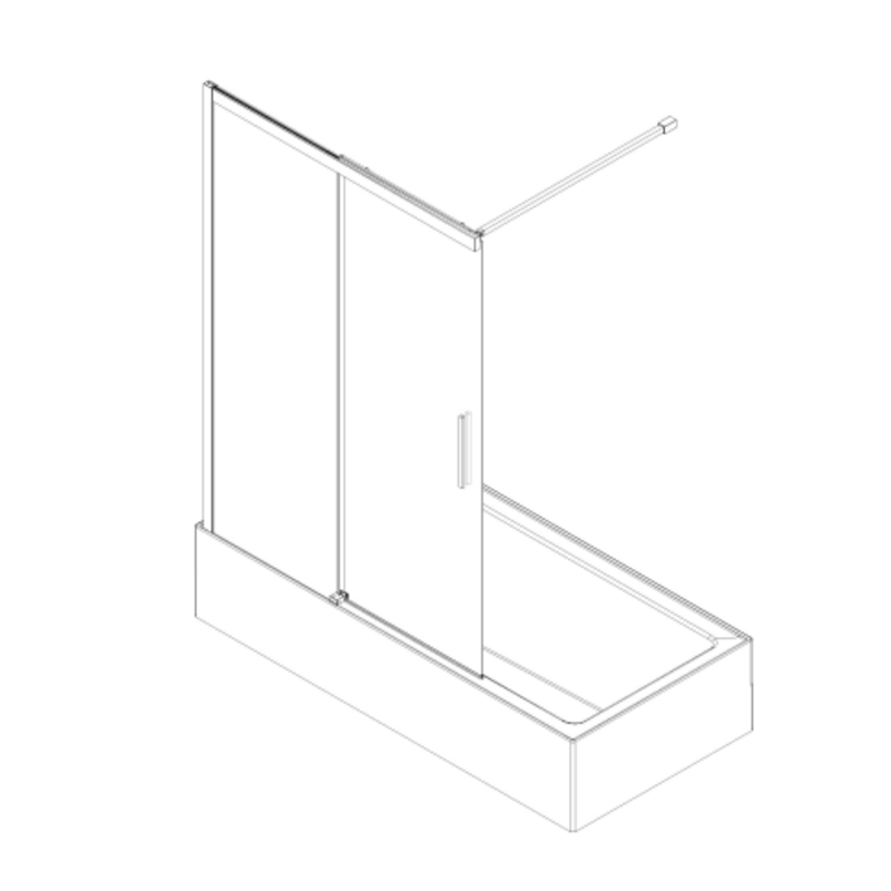 Шторки стеклянные на ванну раздвижные Koer SR BS06-120x150-TR-01 прозрачное стекло Easy Clean 6мм, хром (KR5945)