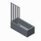 Шторки стеклянные на ванную складные Koer SR BS07-80x140-TR-01 прозрачное стекло Easy Clean 4мм, хром (KR5948)