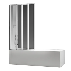 Шторки стеклянные на ванную складные Koer SR BS07-80x140-TR-01 прозрачное стекло Easy Clean 4мм, хром (KR5948)