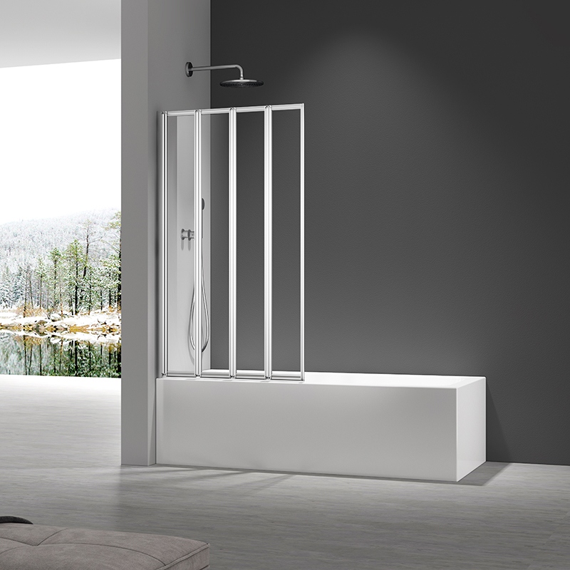 Шторки стеклянные на ванную складные Koer SR BS07-80x140-TR-01 прозрачное стекло Easy Clean 4мм, хром (KR5948)