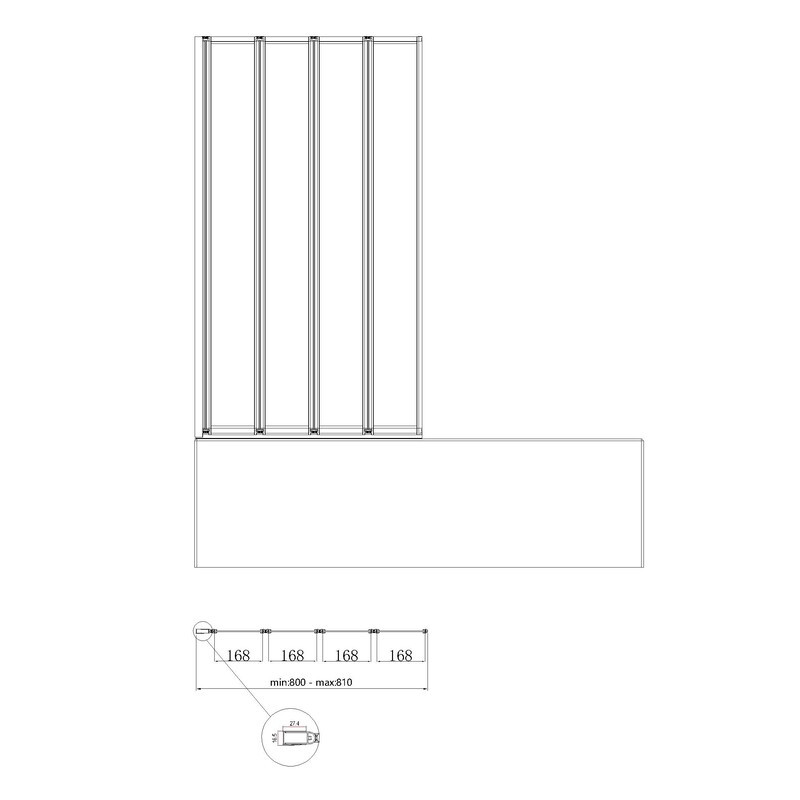 Шторки стеклянные на ванную складные Koer SR BS07-80x140-TR-01 прозрачное стекло Easy Clean 4мм, хром (KR5948)