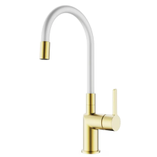 Смеситель для кухни Koer KB-70029-12 (Цвет матовое золото+сил.излив белый) (KR5958)