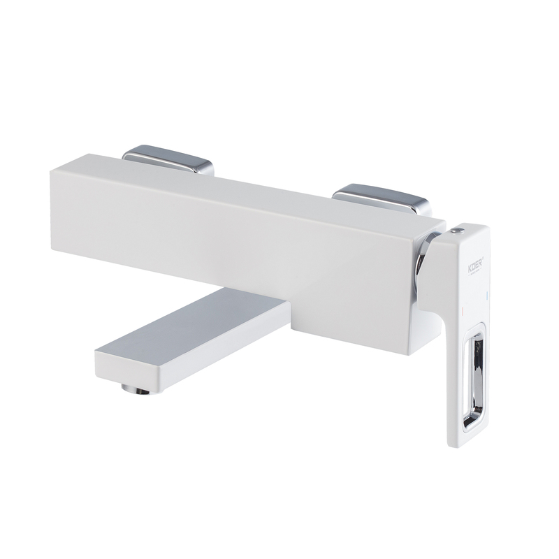 Смеситель для ванны с коротким изливом KOER KB-41009-04 (Цвет хром+белый) (KR5985)