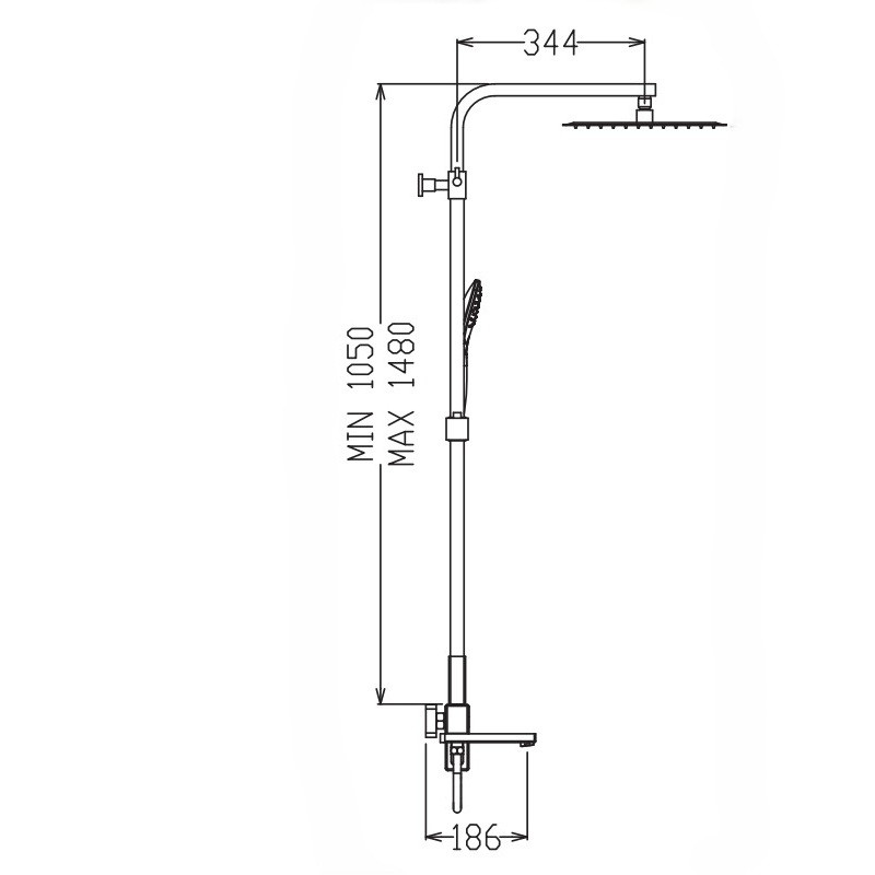 Душевая колонна со смесителем KOER KB-56039-01 3 функции (Цвет хром) (KR5995)