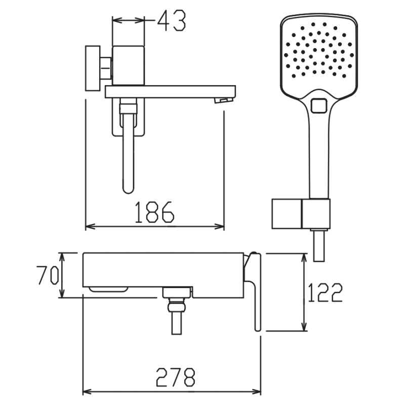 Смеситель для ванны с коротким изливом KOER KB-41039-01 (Цвет хром) (KR5996)