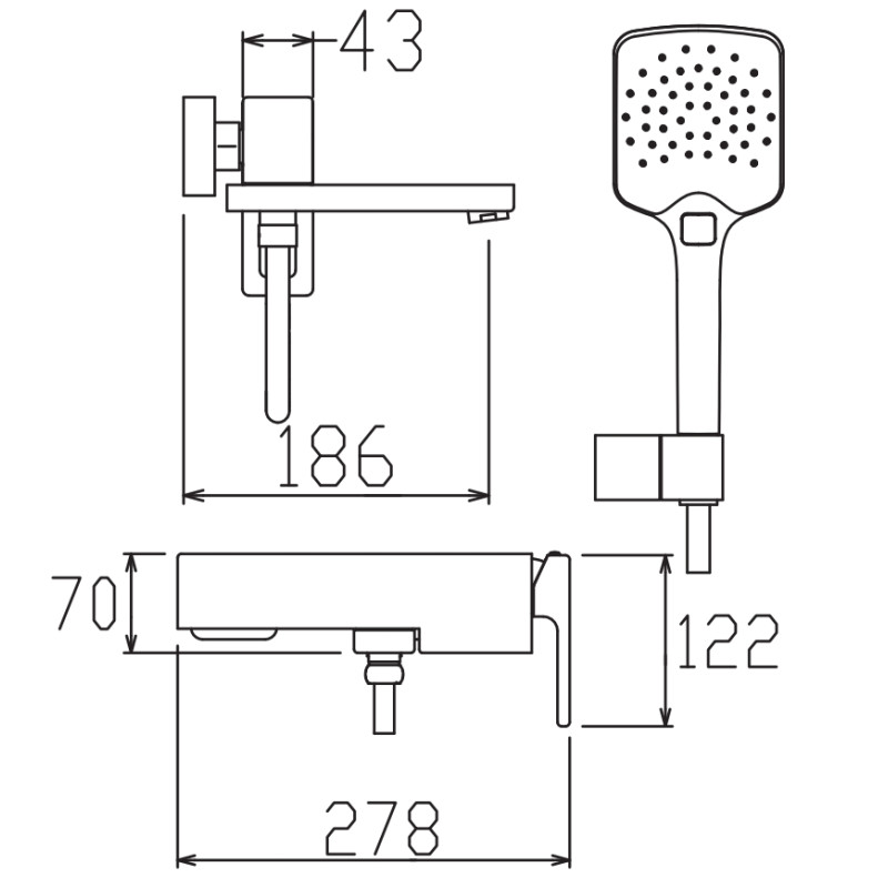 Смеситель для ванны с коротким изливом KOER KB-41009-01 (Цвет хром) (KR6017)
