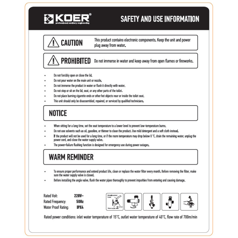 Унитаз-биде напольный с электронным управлением Koer TB-0201 Smart 675x400x450mm со встроенным бачком (KR6071)