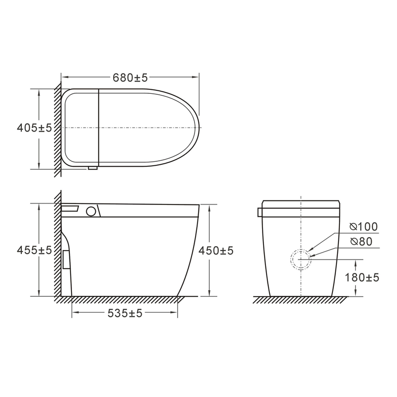 Унитаз-биде напольный с электронным управлением Koer TB-0202 Smart 680x405x455mm со встроенным бачком (KR6072)