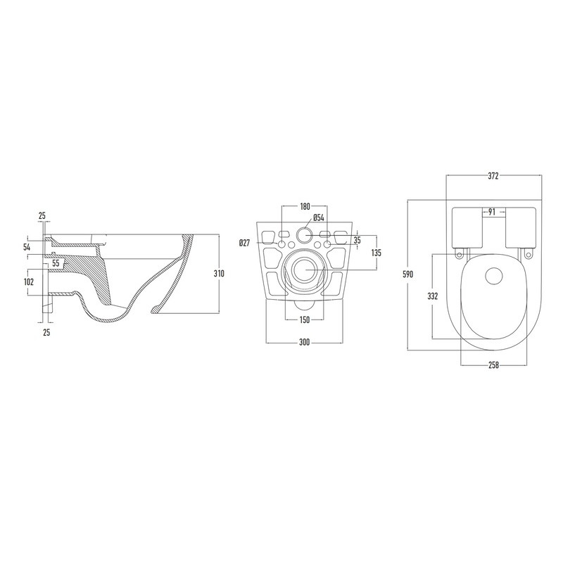 Унитаз-биде подвесной с электронным управлением Koer TB-0101 Smart 590x375x335mm (KR6117)