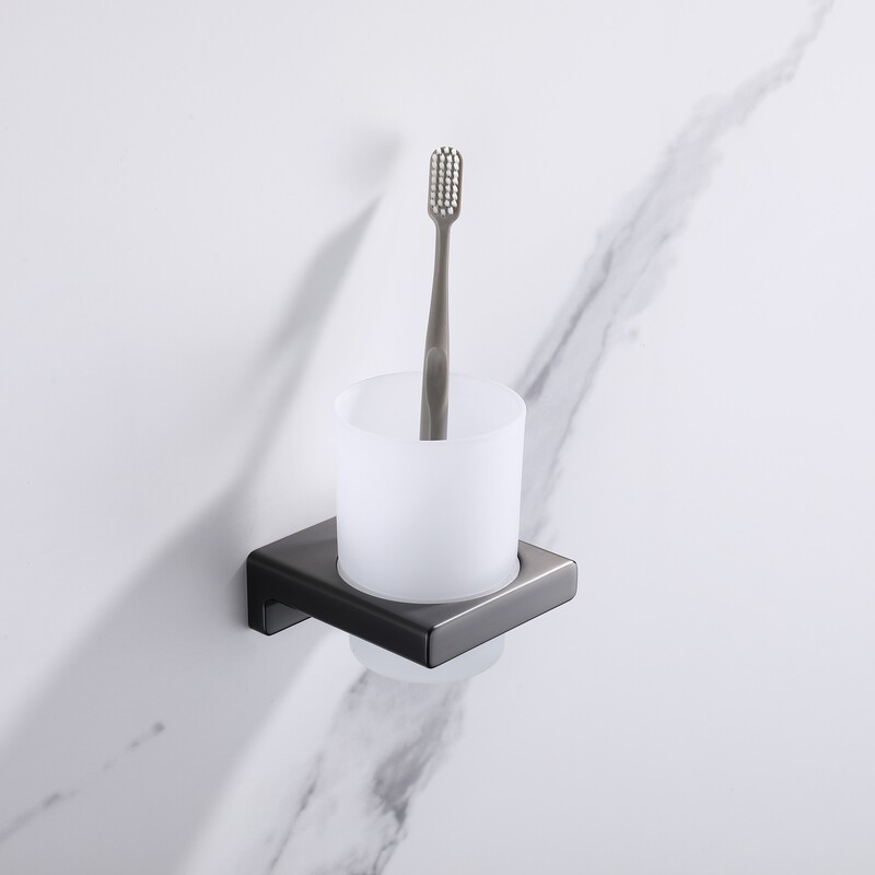 Стакан одинарный настенный Koer AS-0103-07 (стекло) цвет графит (KR6164)