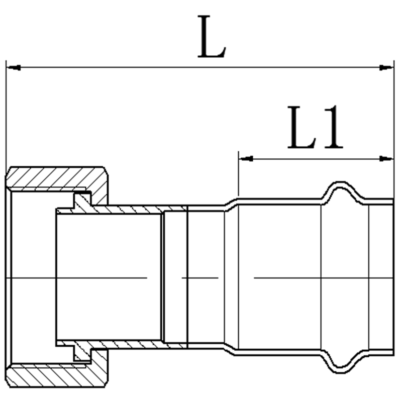 Перехідник з накидною гайкою Koer KQ.A2808NF Press-Inox AISI 304 28x3/4