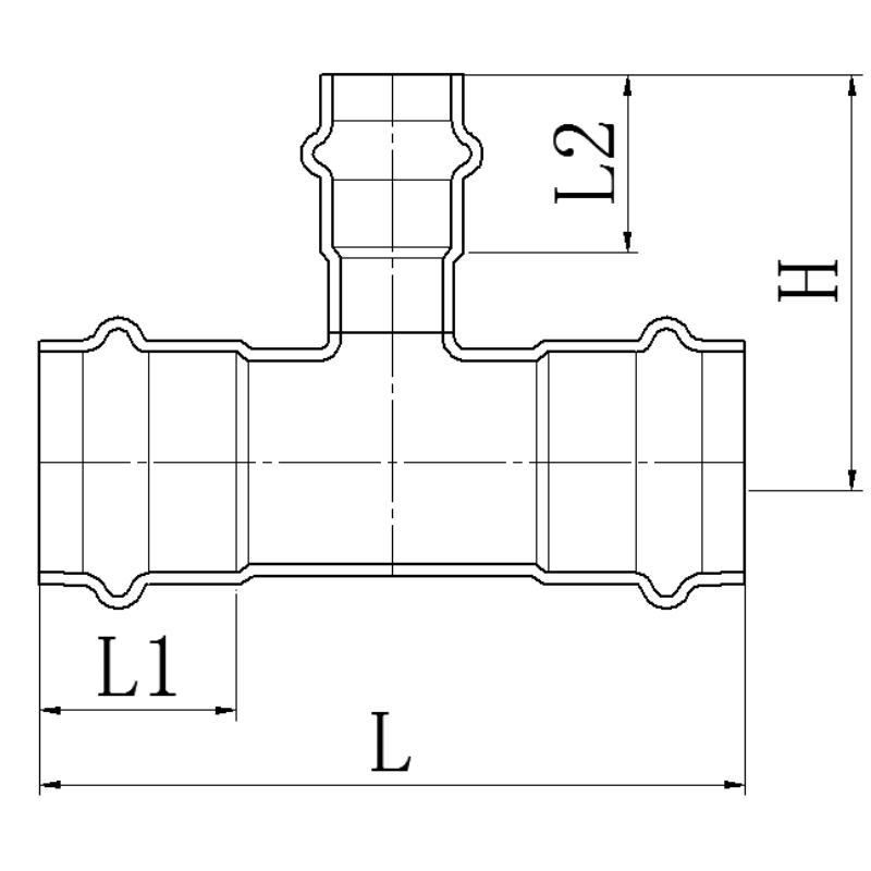 Тройник трехраструбный редукционный Koer KQ.T544254 Press-Inox AISI 304 54x42x54 (KR6367)