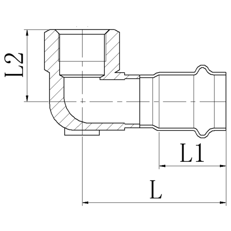 Колено 90° ВР Koer KQ.L2206F Press-Inox AISI 304 22x1/2