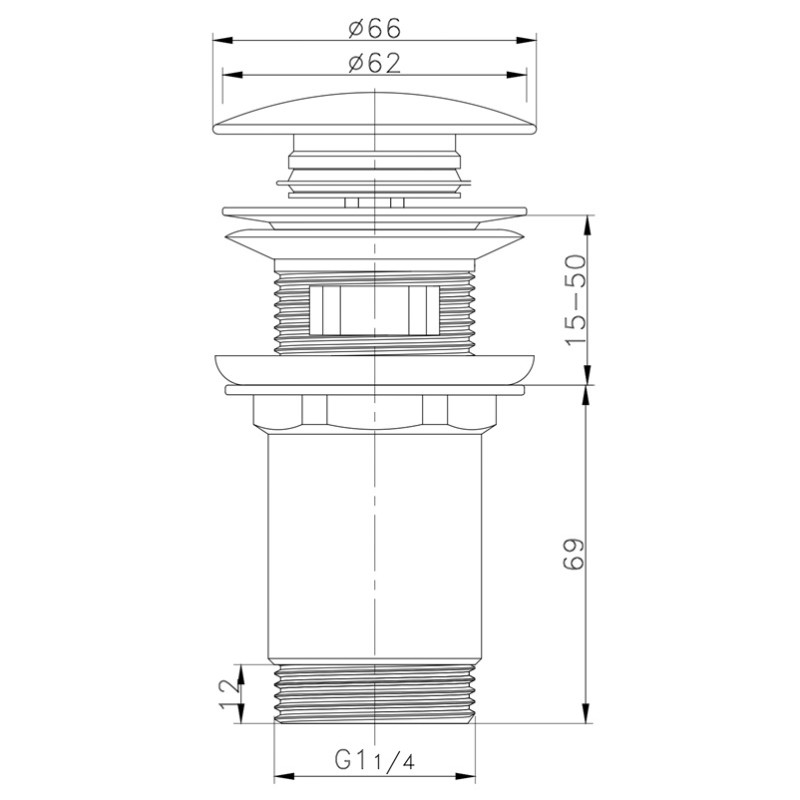 Донний клапан для раковини Koer PW-07-07 1 1/4