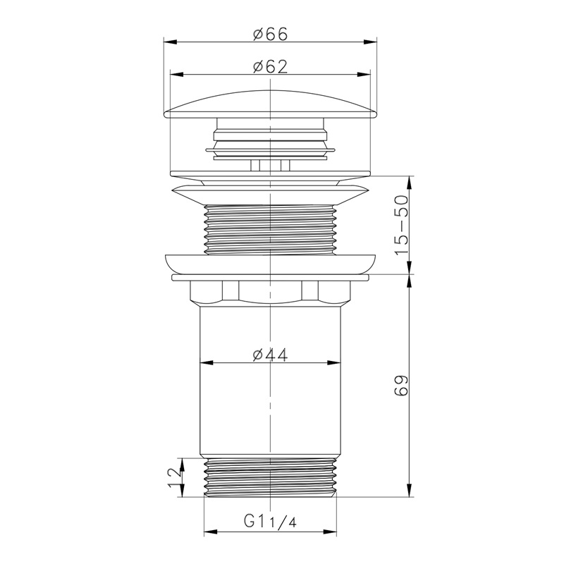 Донний клапан для раковини Koer PW-08-07 1 1/4