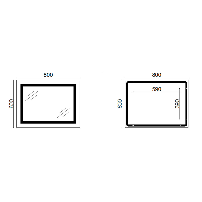 Lidz Дзеркало Kubis 800х600 з LED-підсвічуванням Touch, з антизапотіванням, з димером, рег. яскравості LD78LF9047400