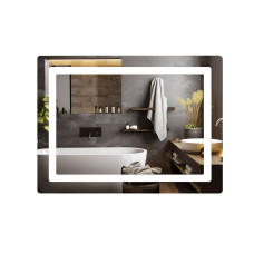 Дзеркало Lidz Kubis (KU2) 800х600 з LED-підсвічуванням Touch, з антизапотіванням, з димером, рег. яскравості LD78LF904806048446 SD00054570