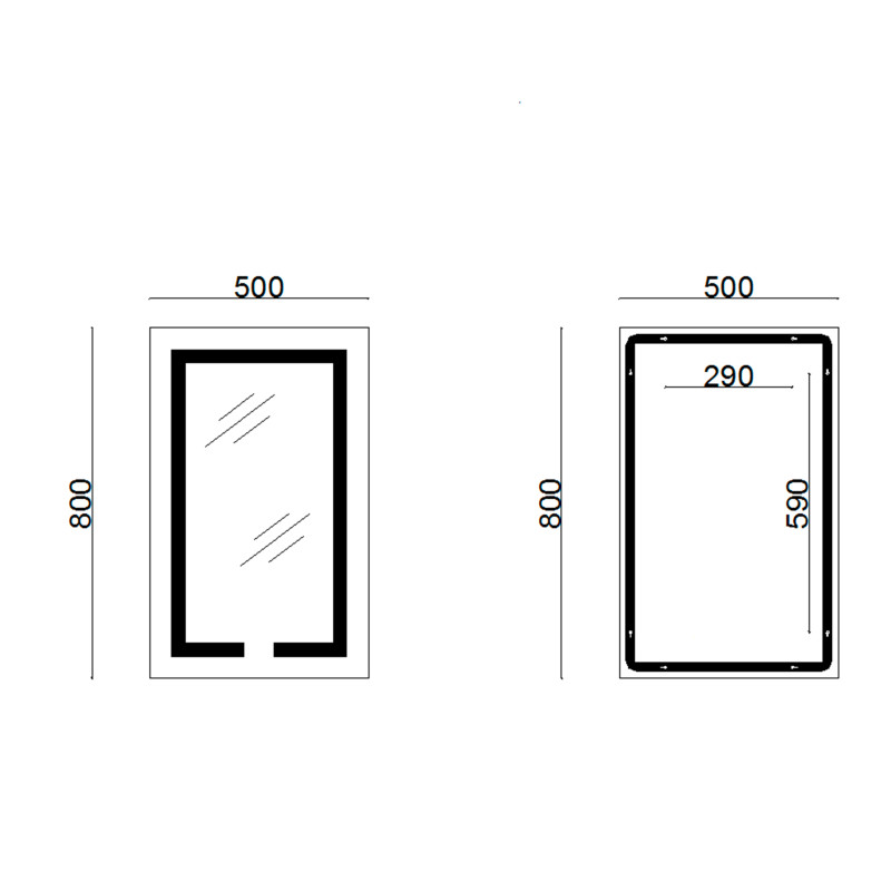 Lidz Дзеркало Kubis 800х500 з LED-підсвічуванням Touch, з антизапотіванням, з димером, рег. яскравості LD78LF9365080